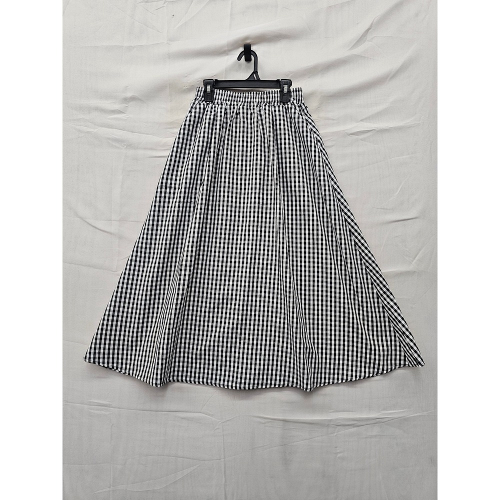 Anna-Kaci Womens Gingham Maxi Skirt Black Polyester Casual Size Small